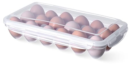 18 Zellen Eierbox, Eier Aufbewahrung Kunststoff Eier Transportbox Eierbehälter Mit Deckel Eierhalter Eieraufbewahrungsbox Transparent Eiern Organizer für Kühlschrank Küche Picknick