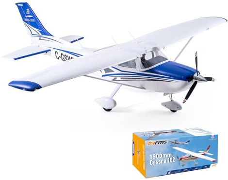 EAZYRC Fms Rc Planes for Beginners Remote Control Airplane for Adults Single-Engine Propeller Airplane 1500MM Cessna 182 Red 6 Channel Hobby Rc Airplanes PNP (No Radio, Battery, Charger) (Blue)