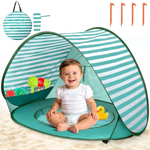 NXPZ Tienda de Playa Bebé Pop Up, Tienda de Playa con Mini Piscina, Protección UV UPF 50+, Portátil para Niños para Playa, Camping, Jardín, Bolsa de Almacenamiento Incluida