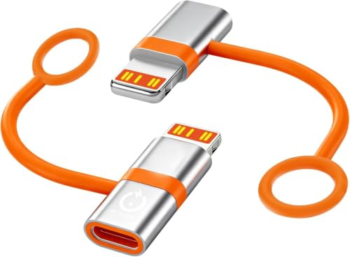TEKFUSE Adattatore USB-C a Lightning Ricarica Rapida PD 36W Trasferimento 480Mbps, Connettore Reversibile Antiscivolo Alloggiamento Alluminio Anello Anti-Perdita, Compatibile con iPhone 11 12 13 14