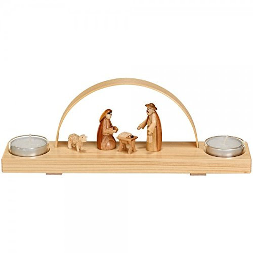 Rudolphs Schatzkiste Schwibbogen Christi Geburt Natur mit Teelichter BxHxT 27x10x5,5cm NEU Lichterbogen Fensterbogen Spitzbogen Erzgebirge Seiffen Weihnachten Beleuchtung Fensterschmuck Bogen