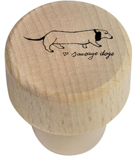19mm 'Love Sausage Dog' Wooden Bottle Stopper/Cork (BS00008010)
