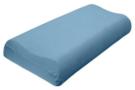 Traumschlaf Universal Bezug für Nackenstützkissen – elastischer Edel Jersey Kissenbezug aus Baumwolle – weich, dehnbar und passgenau für viele Nackenstützkissen – S-M, Höhe 7-10 cm, Mittelblau