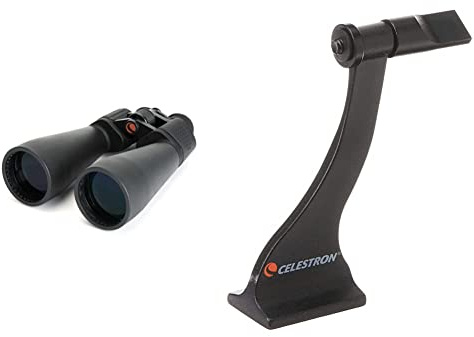Celestron 71008 SkyMaster 25x70mm Porro Prism Binoculars with Multi-Coated Lens, BaK-4 Prism Glass and Carry Case, Black & 93524 Roof and Porro Binocular Tripod Adapter, Black
