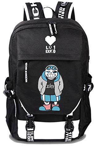 WANHONGYUE Undertale Spiel Cosplay Rucksack Schultasche Laptop Backpack mit USB-Ladeanschluss Schwarz / 10