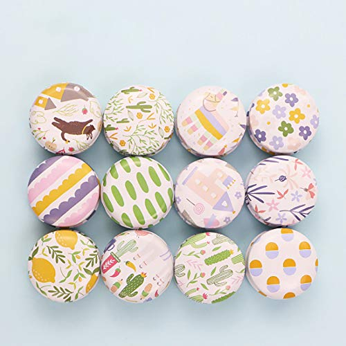 FineInno 12PCS Mini Barattolo di Latta con Coperchio Diffusore di Aromi Piccolo Scatola in Latta Barattolo Candele Metallo Scatole di Latta Contenitori Barattoli di Latta (cartone animato)