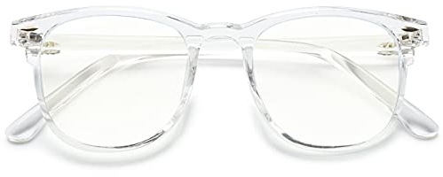 KOOSUFA Blaulichtfilter Brille Computerbrille Retro Ultra Licht TR90 Rund Brillengestelle Damen Herren Gaming Bluelight Filter Brillen Ohne Sehstärke Anti Müdigkeit mit Etui (Durchsichtig)