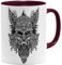 OM3® Viking-Valknut Tasse | Keramik Becher | 11oz 325ml | Odin Wikinger Skull Nordic Warrior | Bordeaux