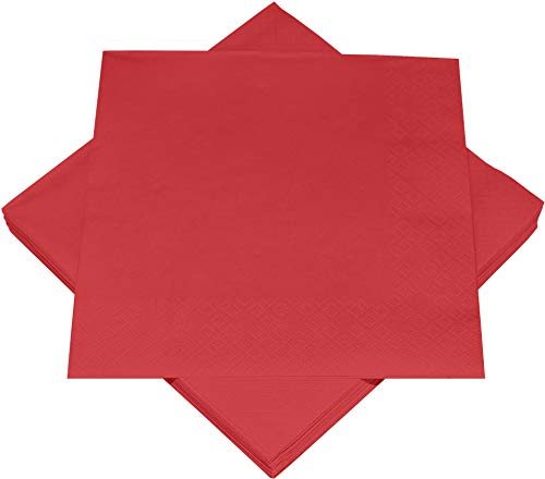 HEKU 100 einfarbige Servietten, 3-lagig, 33x33cm I Einheitliche Qualität für Veranstaltungen & Gastronomie I Praktische 5er-Packung I Hoch saugfähig und stilvoll, rot