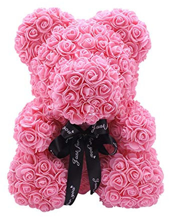 Hamaio - Orso rosa artificiale con orsacchiotto, 25 cm, orso rosa finto, in schiuma rosa romantica, orso per compleanno, Natale, San
