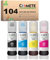 COMETE, Marque Française - 104-4 Bouteilles d'encre Compatible avec Epson 104 Ecotank - Recharge pour Epson Ecotank 104 ET-1810 ET-2710 ET-2810 ET-2720 ET-4700 ET-4800 (Noir et Couleur)