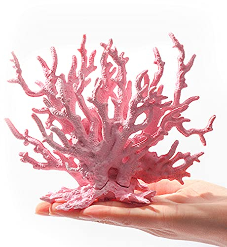 ANCLLO Künstliche Aquarium-Korallenzweigform, Kunstkorallenharz, lebendige Korallenpflanze, Ornament, bunt, Aquarium, Kunststoff, Wasserpflanze, Dekoration, Rosa, 17 x 13 cm