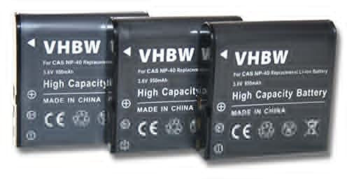 vhbw 3x Battery compatible with Praktica IX-6s, XD-8, DX-2, iR-16, Z150, IX6s Camera DSLR (950 mAh, 3.6 V, Li-Ion)