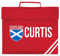 Purple Print House Boys Personalised Book Bag - Scotland Flag Badge Custom Name Book Bag - Personalised Back to School Football Soccer Gift Idea for School Boy - Cool Unique Sport Hobby, Classic Red