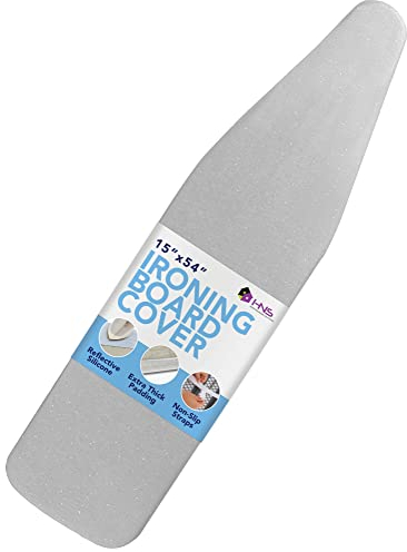 HOLDN’ STORAGE Ironing Board Cover and Pad - Iron Board Cover with Padding15 x 54 - Iron Board Cover Large Fits All Standard Sizes - Heat Reflective Iron Pad for Table Top Grey