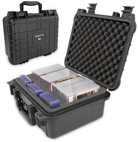 CASEMATIX Abgestufte Karten Aufbewahrungsbox Kompatibel mit 40+ BGS PSA Sports Sammelkarten mit Toploader Kartenaufbewahrungskoffer Frontfach, Wasserdichtes Graded Card Case für Platten und Toploader