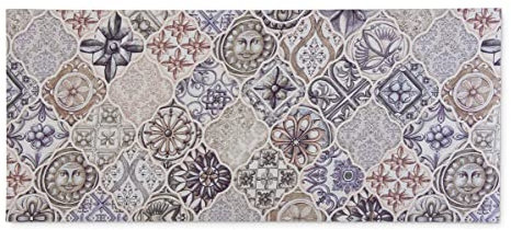 HomeLife Rutschfester Küchenläufer, waschbar, aus PVC, 52 x 100 cm, Langer Teppich für die Küche, aus PVC, mit grauem Fliesenmuster, rutschfest, für den Innen- und Außenbereich [100 cm]