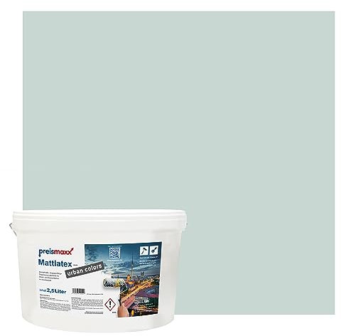 Preismaxx Mattlatex Farbe für Innen urban colors, bunte Wandfarbe Latexfarbe matt, grün, seegrün, lake green 2,5L