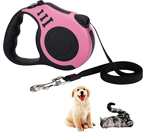 Hundeleine, Einziehbar Hundeleine,hundeleine ausziehbar,für Kleine, Mittlere und Große Hunde, Rosa, 5 m