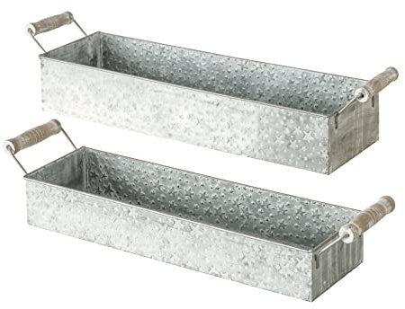 2 x Tablett Finno Zink Breite 12-14 cm Silber