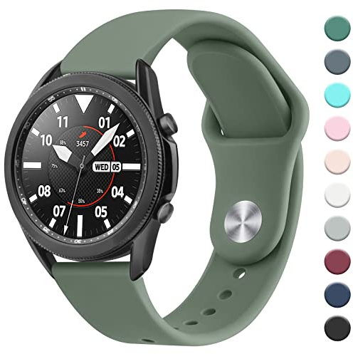 Mugust Armband Kompatibel mit Samsung Galaxy Watch 3 45mm / Galaxy Watch 46mm / Samsung Gear S3 Frontier/Gear S3 Classic, 22mm Wasserdichtes und Langlebiges Silikon Sport Armbänder (Olivgrün)