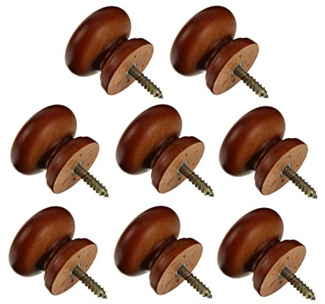 SEWOART 8 Pcs Wooden Round Door Knobs Wardrobe Handles for Drawers Cabinets Furniture Easy to Install with Screws Included Ideal for Use