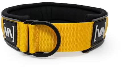 VITOMALIA® Ultraleichtes 4cm breites reflektierendes Zugstopp Hundehalsband, Robustem Nylon und Weichem Neopren, Halsband für mittelgroße Hunde, Zugstopp Halsband (4cm/M = 43cm-51cm, Gelb)