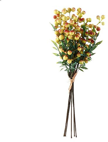 Vctitil Bouquet de baies artificielles, myrtilles, cerises, faux fruits, buisson, houx, tige de houx, décoration de famille, hôtel, décoration de Noël (grenat)