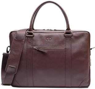 Obi Pelle – Leather Laptop Bag – Leather Laptop Bag Men/Women - Leather Messenger Bag - Stylish Office Briefcase for Men with Large Capacity & Adjustable Strap (Brown)