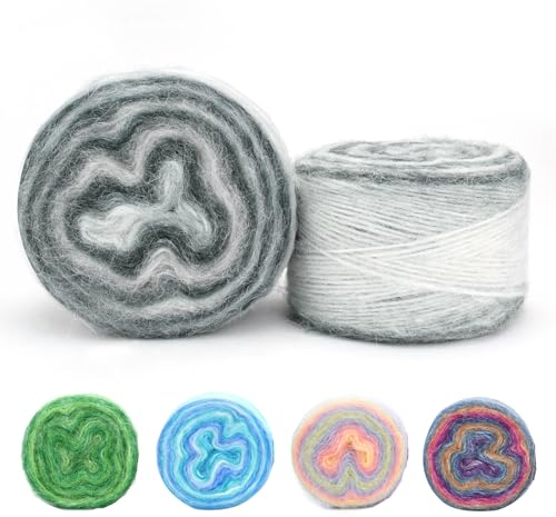 Fadcaer 2 x 100g Regenbogen Strickgarn Bunte Strickwolle Garn Farbverlauf Bobbel Wolle Mehrfarbig Wolle für Handstricken DIY Stricken Handwerk Hut Schal Socken Handschuhe (Farbe A)