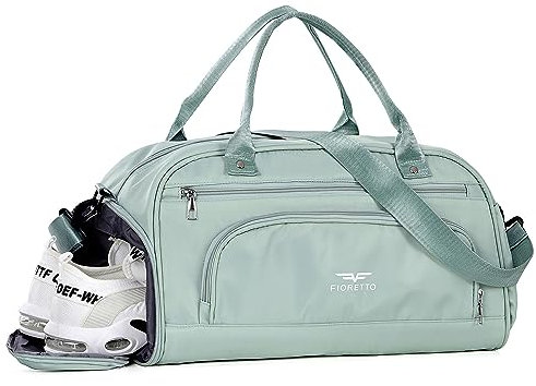 FIORETTO 30L Klein Sporttasche & Reisetasche für Damen und Herren mit Schuhfach & Nassfach Tasche für Sport Fitness & Reisen Trainingstasche, Weekender Gym Bag Grün