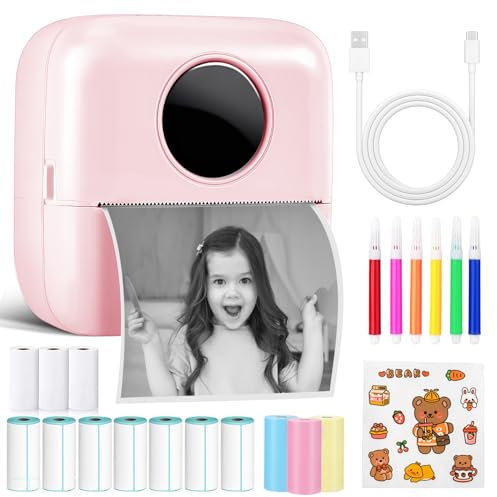 Mini Imprimante Photo pour Smartphone avec Câble USB et 7 Rouleaux de Papier Thermique pour Journal
