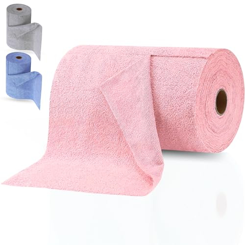 MOMIMAR Lot de 20 rouleaux de chiffons en microfibre PVA Micro pour cuisine, nettoyage, ballettes, rouleau de cuisine, ballet professionnel Rose 25 x 25 cm