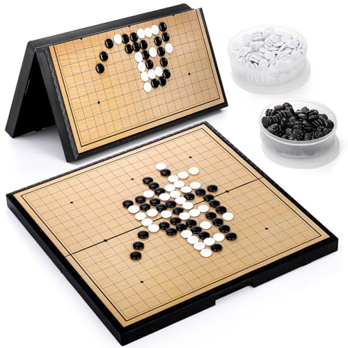 Yarlung Go Game Set, Magnetic Go Stones with 14.6 Inch Foldable 19x19 Game Board, Wei Qi Tabletop Strategy Game for 2 Players