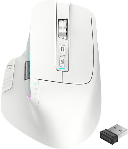 LeadsaiL Mouse Wireless 2.4G Ricaricabile Bluetooth 5.2 Mouse per Computer Portatile Controllo 4 Dispositivi Fino a 3200DPI, Mouse Ottico Ergonomico per PC Notebook