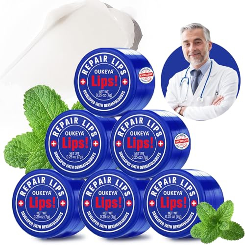 Medizinischer Lippenbalsam Mit Bienenwachs, Petrolatum, Pfefferminzöl, Natürlichen Zutaten, Langhaltende Feuchtigkeitspflege, Heilende Lippenpflege Trockene Und Rissige Lippen, Lip Balm,6 Stück