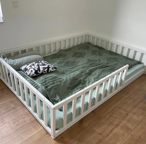 HomeForDreams Kleinkinderbodenbett H4D-25: Montessori-inspiriertes Bettgestell zur Förderung der Unabhängigkeit bei Kleinkindern (Weiß, 200x140cm)