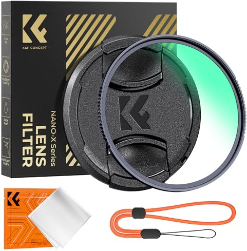 K&F Concept 82mm Filtre UV Protection de Nano-X et Bouchon d'objectif et Chiffon de Nettoyage pour Appareil Photo