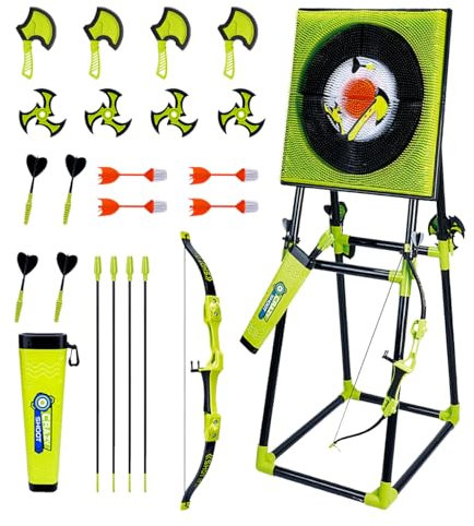 CEDOIEOP Axe Throwing Game Set,Collapsible Stand,5 Throwing Tools Including Axes/Darts/Bows,Axe Throwing Game for Backyard