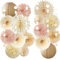 Party Deko Beige Rosa Boho Geburtstag Neutral Babyparty Deko Mädchen Beige Rosa Papierfächer Pompons Papierlaternen für Geburtstag Vintage Hochzeits Deko