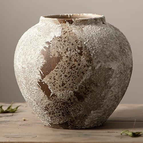Retro Keramik Vase Bauernhaus Terrakotta Vase Rustikale Bauernhaus Deko Vase für Heimdekoration Festliche Wohnkultur 10 x 19 x 20 cm