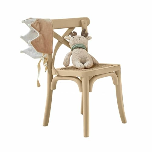 Loberon Kinderstuhl Sourila, beige | Kids, Sitzfläche in Wiener-Geflecht-Optik, Kindgerechte Größe, Landhaus-Design