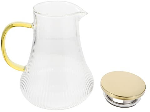 UTHCLO 1pieza Jarra De Vidrio De Tapa Para Agua Fría Jugo y Té Diseño Transparente y Moderno
