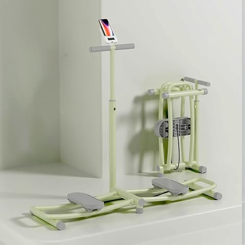 NEONMAN Ski Simulator, 2-in-1-Ski-Trainingsgerät Beckenboden Trainingsgerät, Zusammenklappbar Mit Ständer und Theke Geräuschlos, Geeignet für Fitness(Grün)