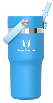 Sparrow Borraccia Termica Bambini Ragazza - 620ml - Twistpath Borracce Termiche con Tappo Flex con Cannuccia - Senza BPA & Perdite Bottiglia Acqua - Inox Per Portabevande