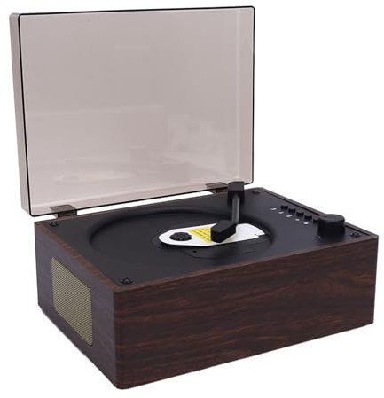 Tragbarer Bluetooth CD Player 5W Stereo - Retro Wooden Boombox mit 20 - Stunden Spielzeit, USB/SD Karte & Nein - Anti Schock überspringen (Walnussfarbe)