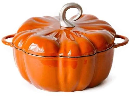 Premium Enamelled Pumpkin Casserole Dish - Large Non-Stick Dutch Oven with Lid for Stews, Soups, and Camping (Orange)