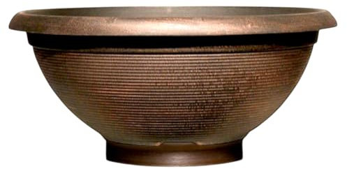 Helix Bowl Planter 17 – Warm Copper Finish | Modern Curved Plant Pot with Drainage Hole | Indoor & Outdoor Use | Lightweight & Durable Flower Bowl for Garden, Patio, Balcony & Home Décor