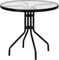 NMK HOME Grande Table Ronde 90 cm – Plateau Verre trempé, Cadre Acier Noir Robuste, Table Repas Jardin ou intérieur, Design Contemporain pour 4 Personnes