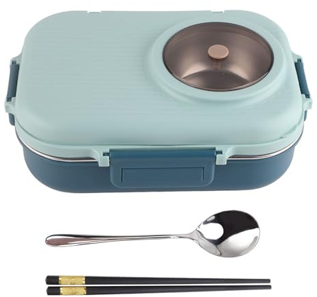 Insulated Lunch Box, 1100ml Double Decker Insulated Box , with Flowproof Lid, Portable Food Container for Adults, Teens, and Kids, Ideal for Family Meals, with Rust Resistant 304 Stainless Steel